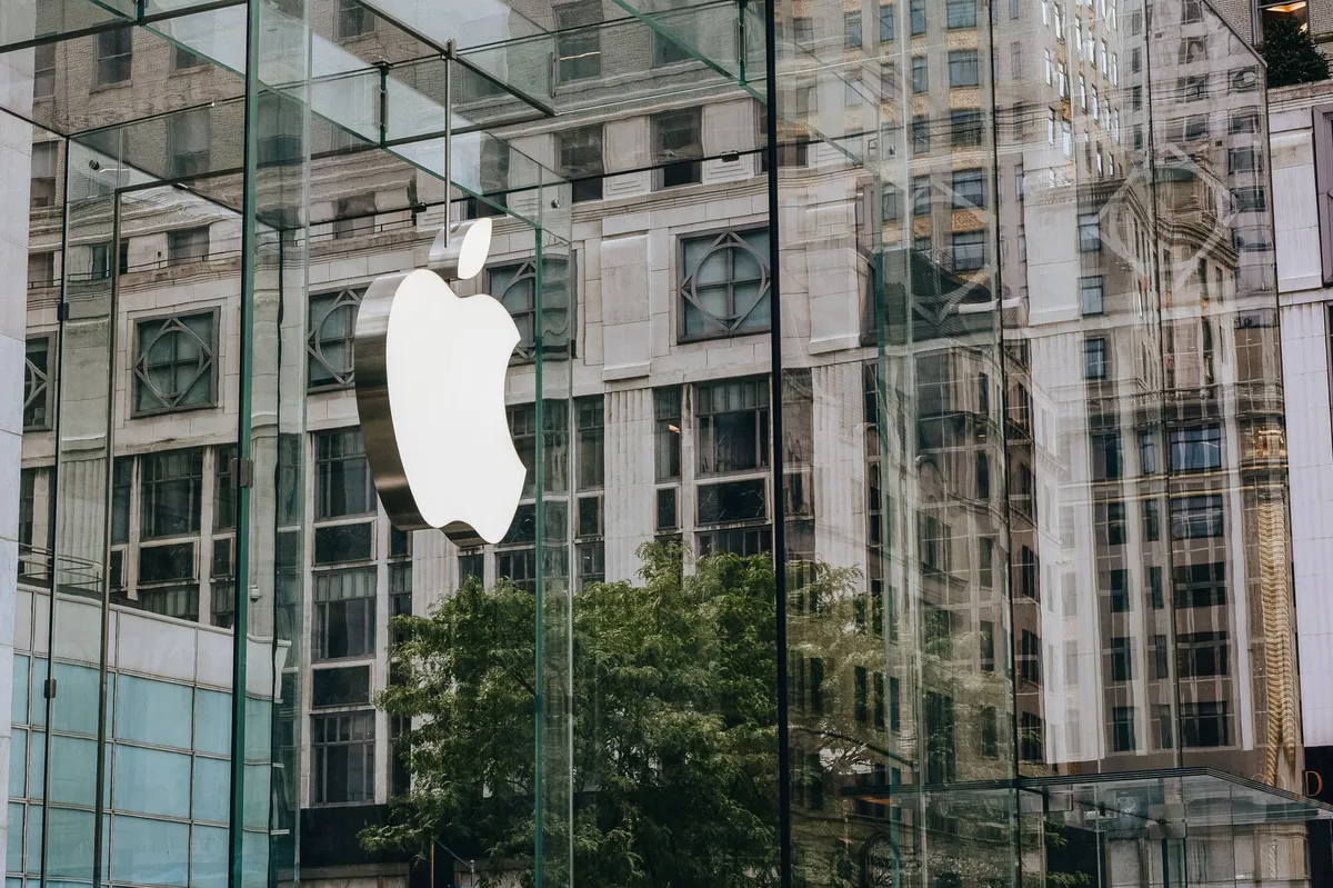 Apple logo on building