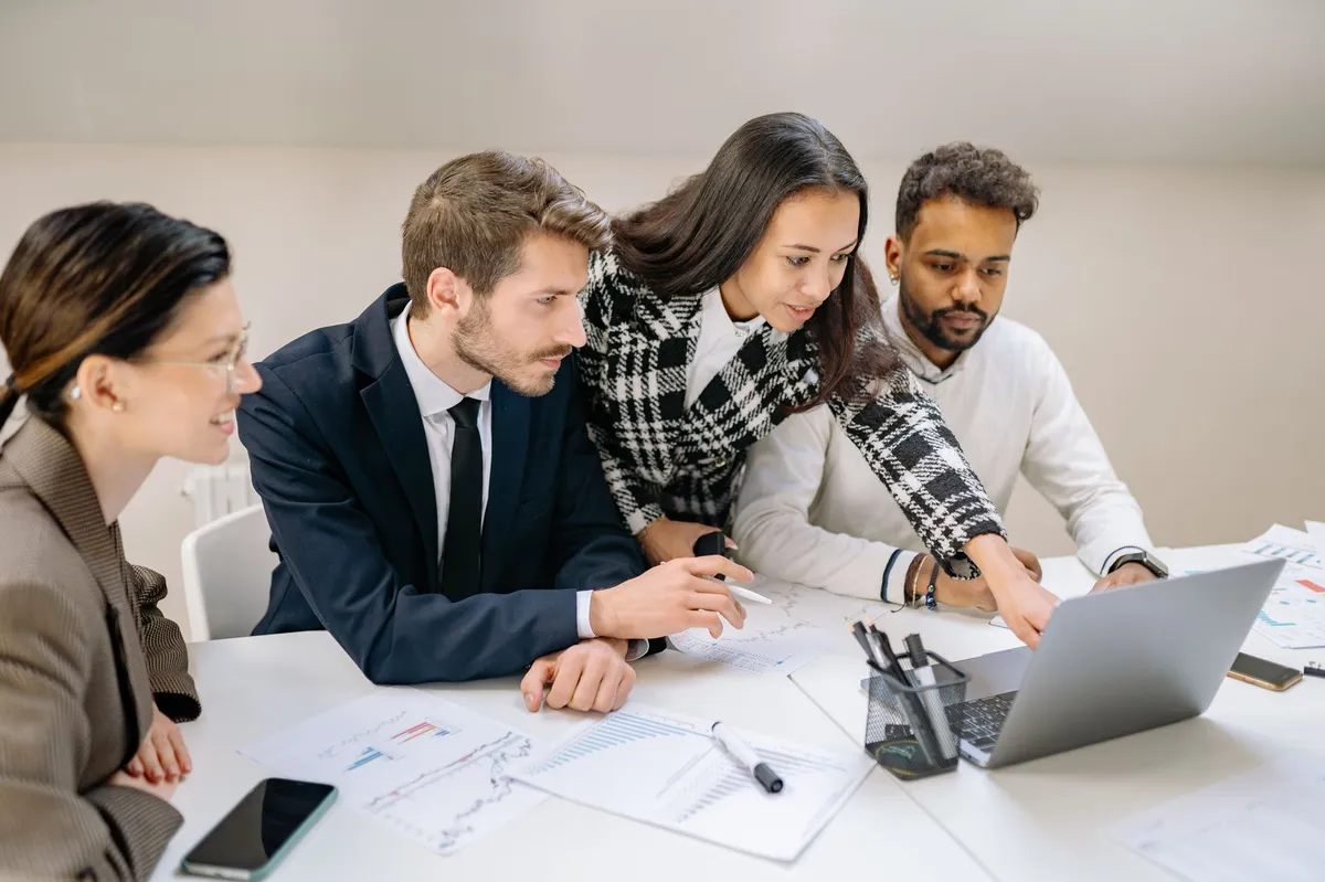 diverse team working together
