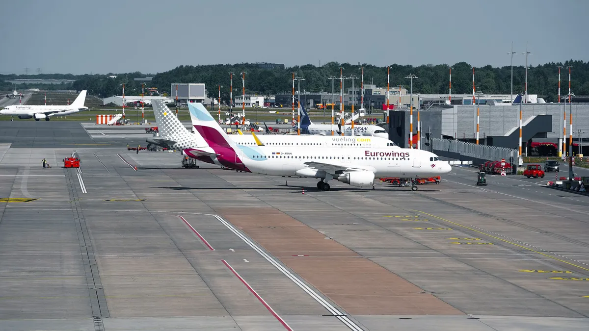 aerial view of busy airport