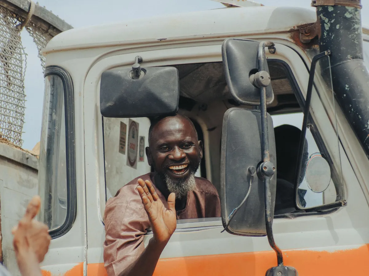happy truck driver