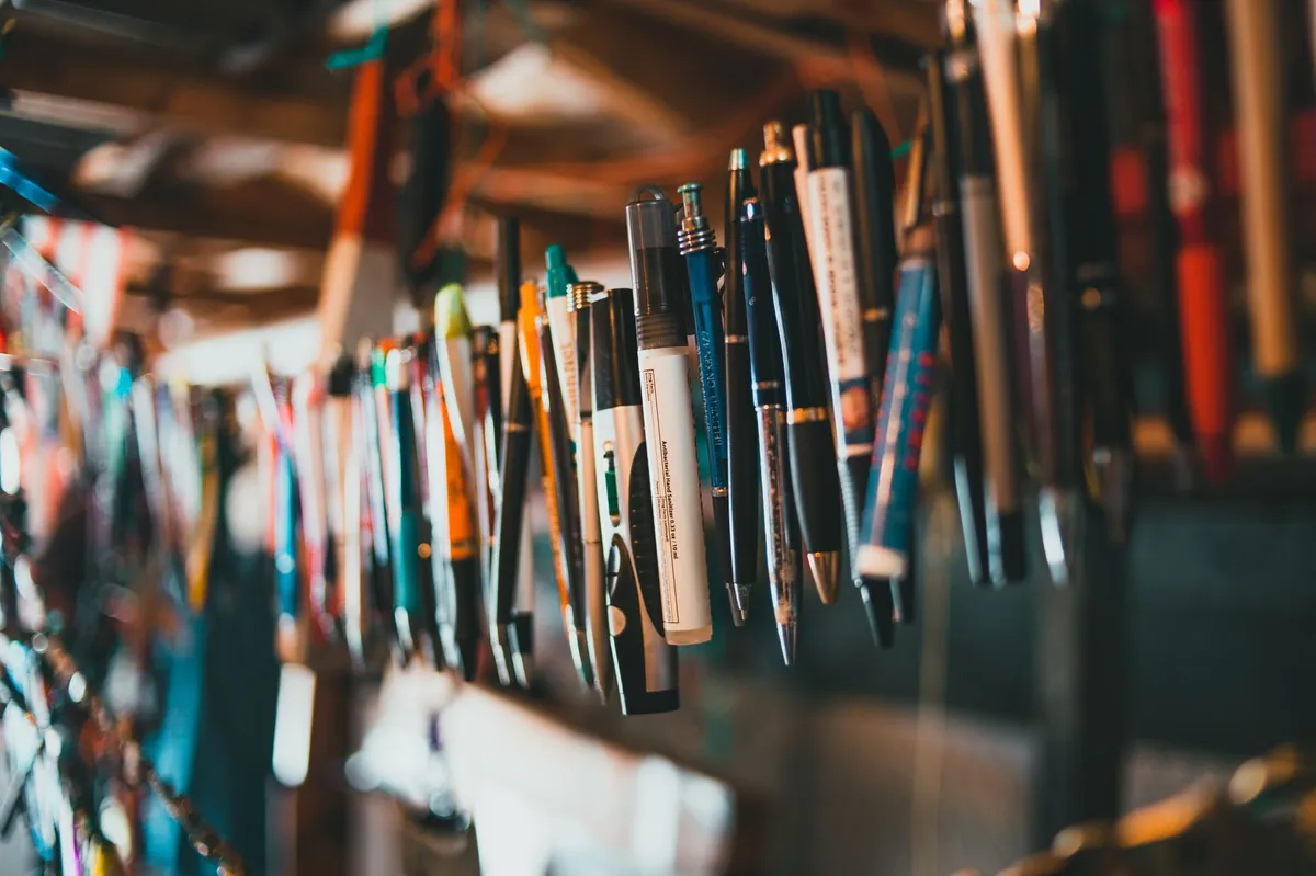 school supplies on display