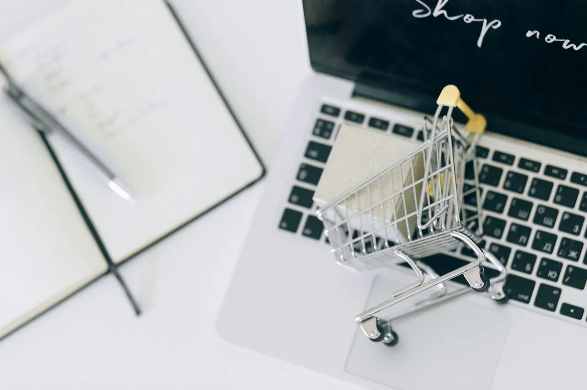 online shopping on laptop