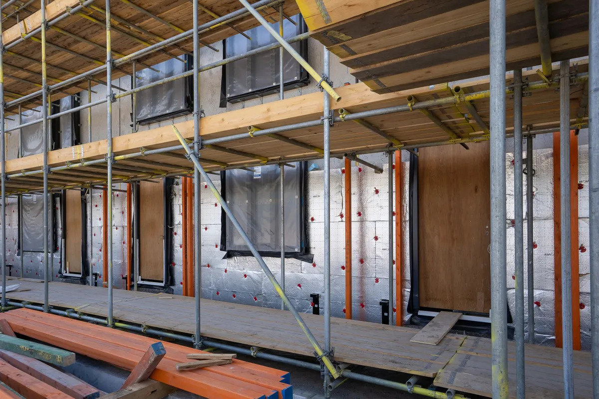 construction site with insulation materials
