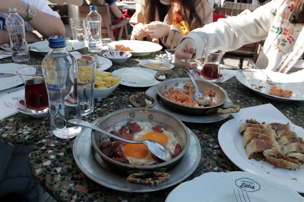 family enjoying local cuisine