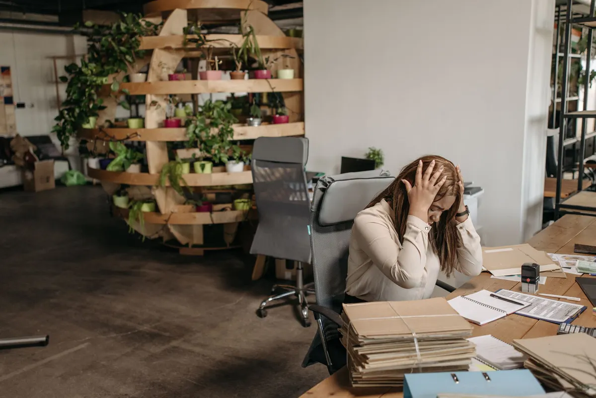 frustrated job seeker in office