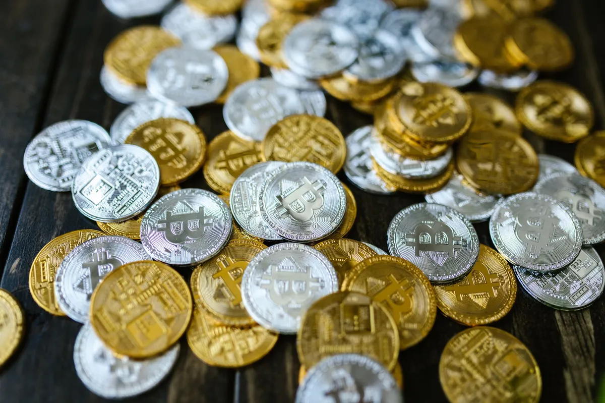 gold coins on a table