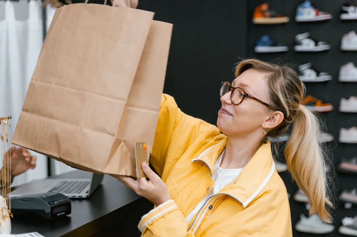frustrated shopper at counter