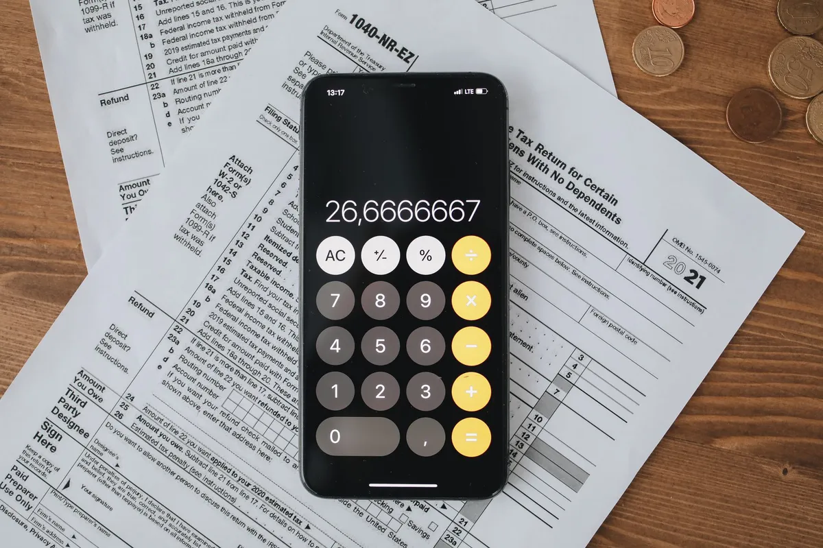 calculator and tax forms