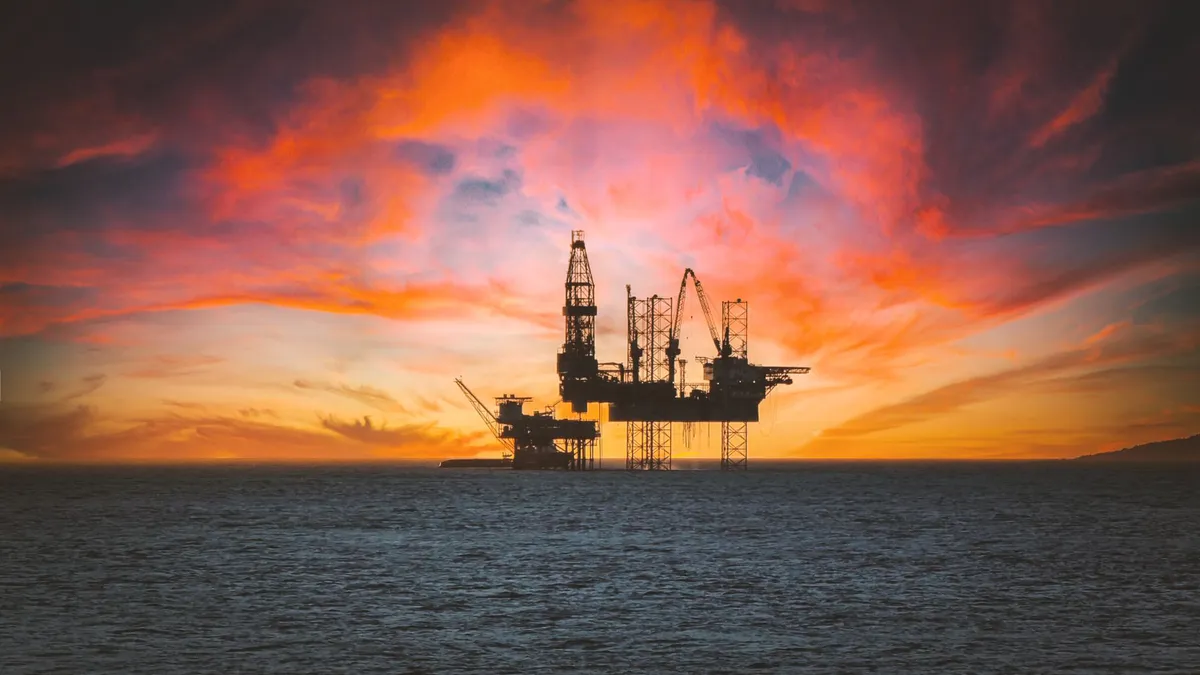 oil rig at sunset