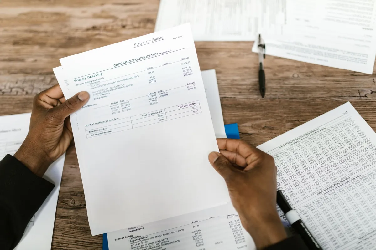 consumer checking bank statement