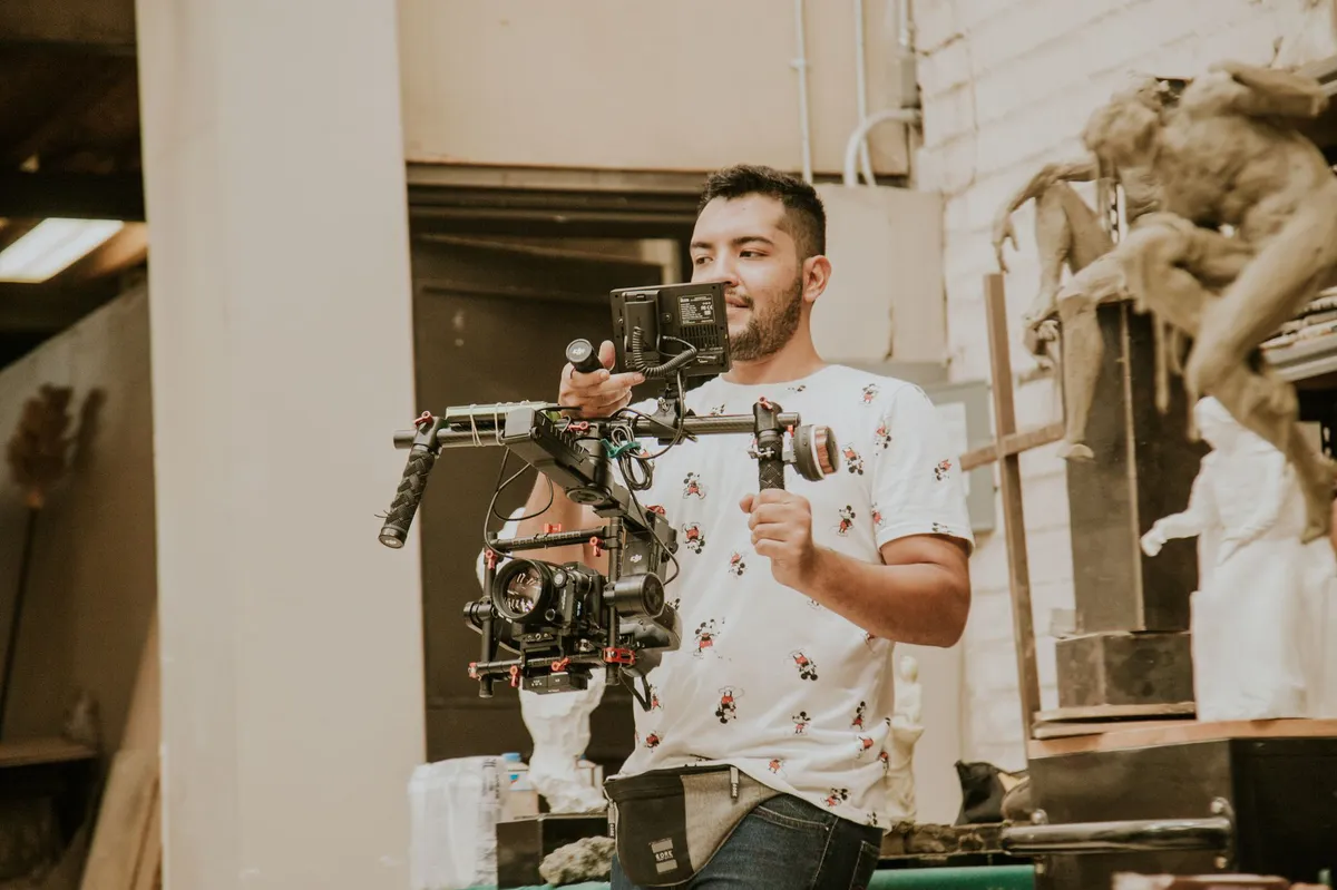 film production set with technology