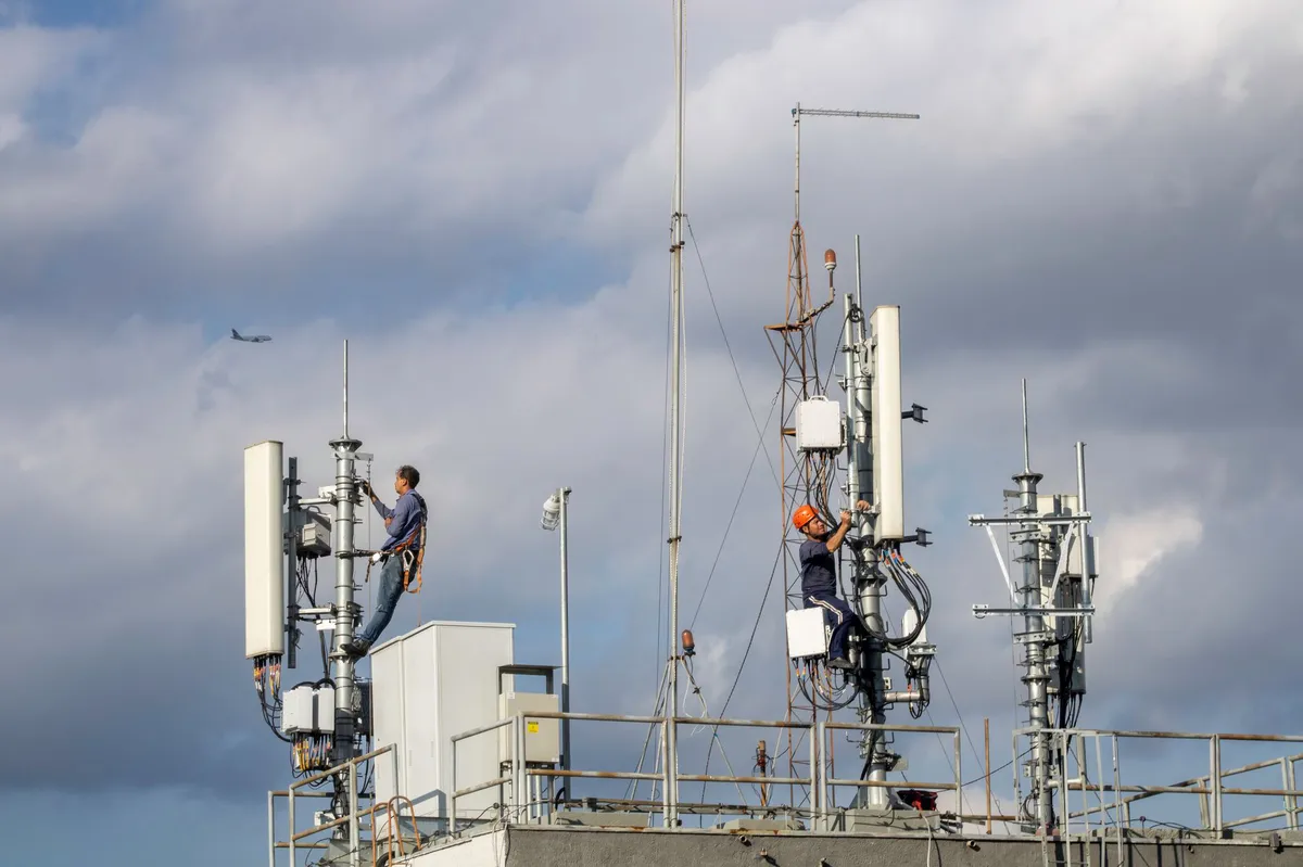 telecom worker on the phone
