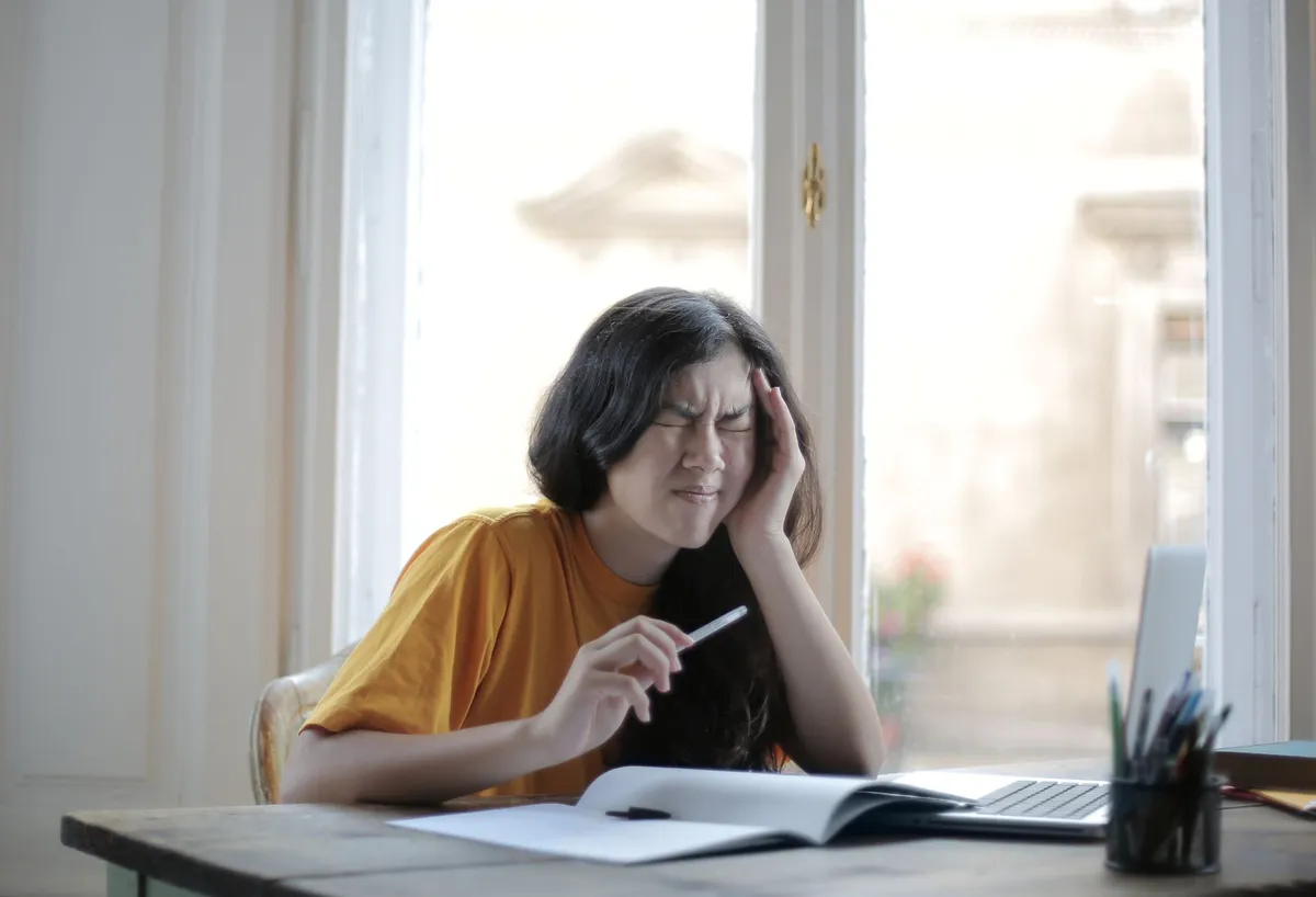 upset worker at desk