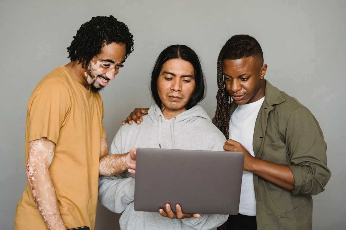diverse team collaborating online