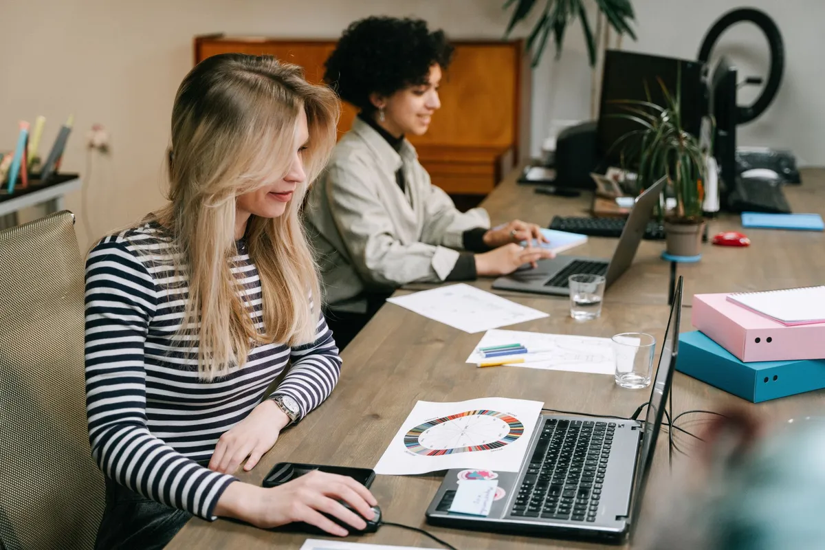 young adults working in office