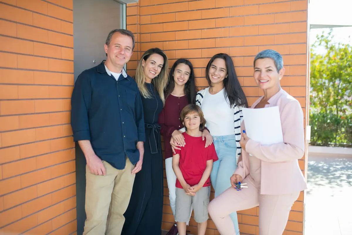 happy family in their new home