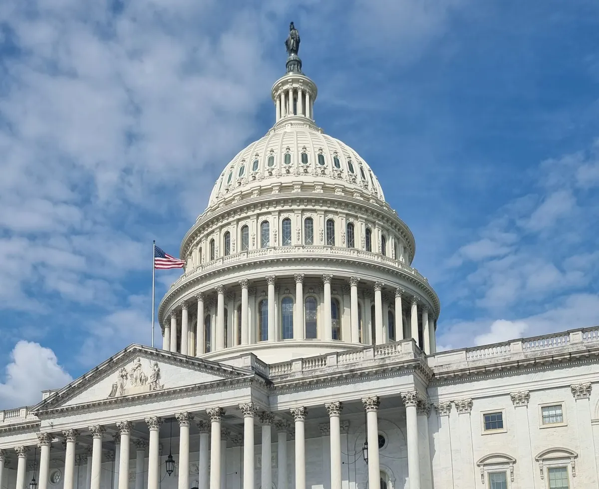 Congress building with flags