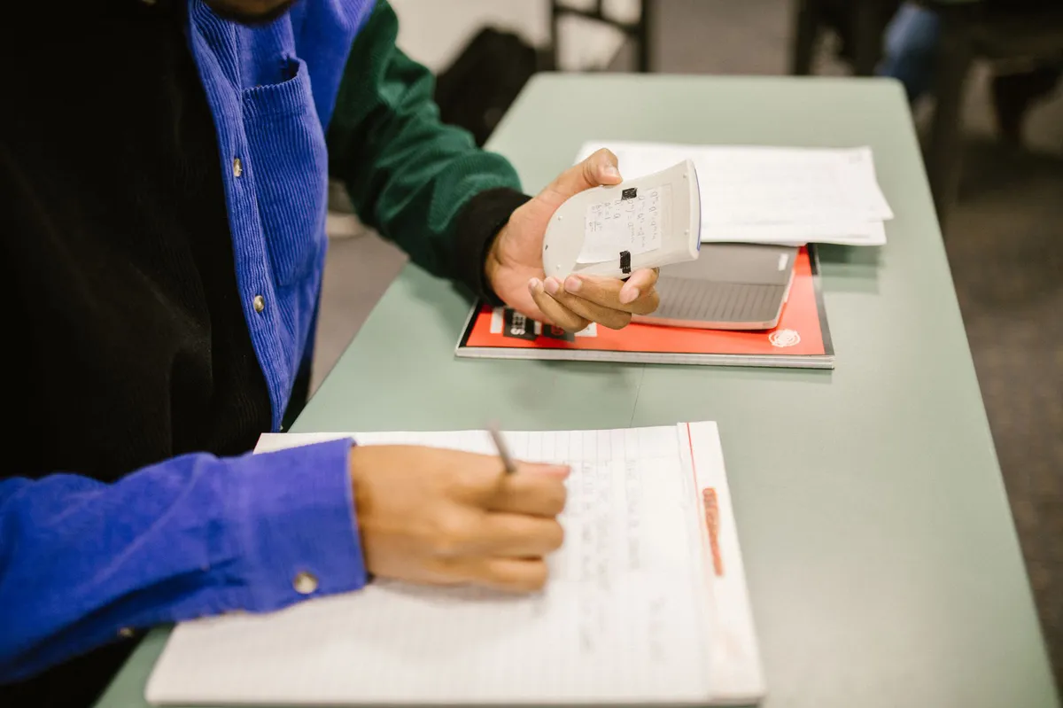 person taking a quiz