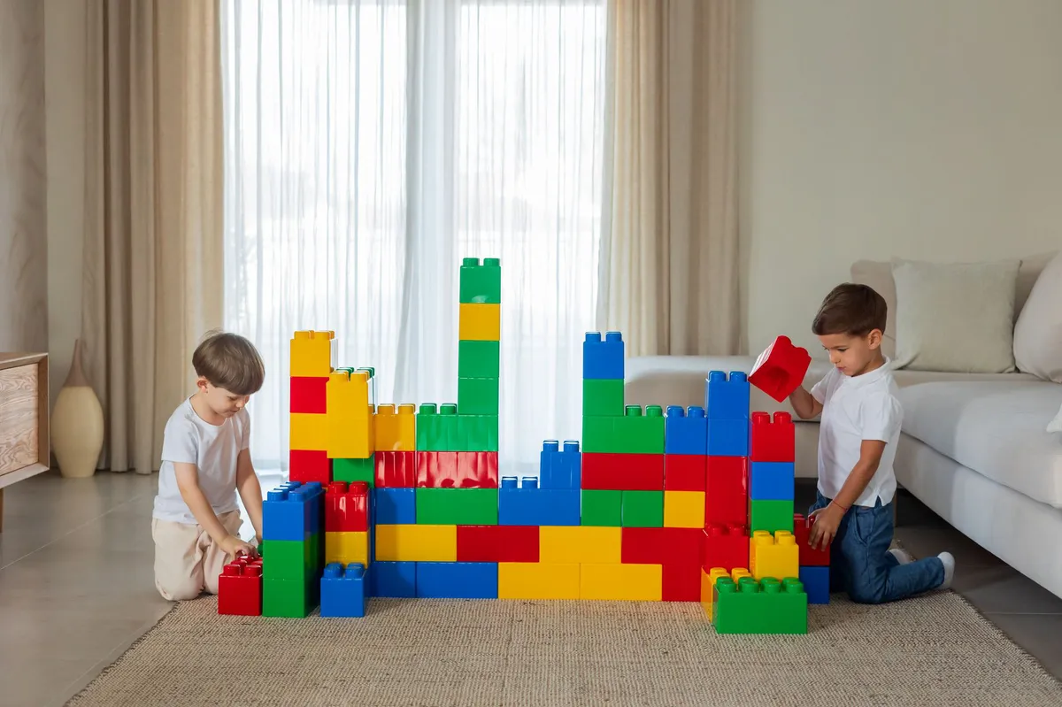 happy family in a large living room