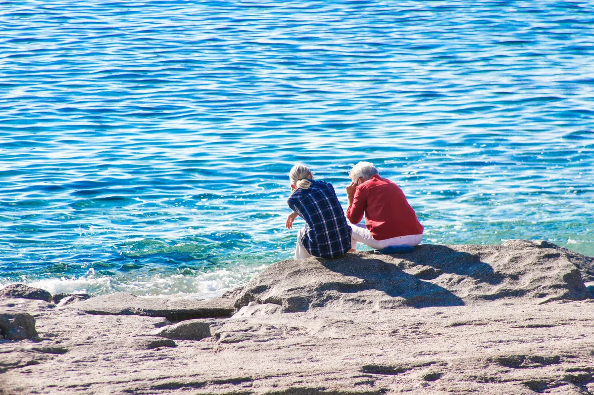 elderly couple relaxing