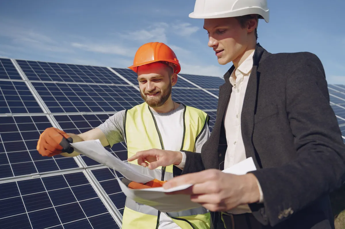 construction workers on renewable project