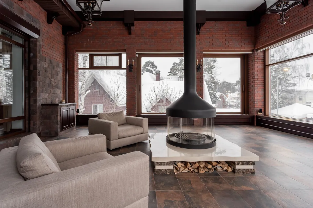 fireplace with flue