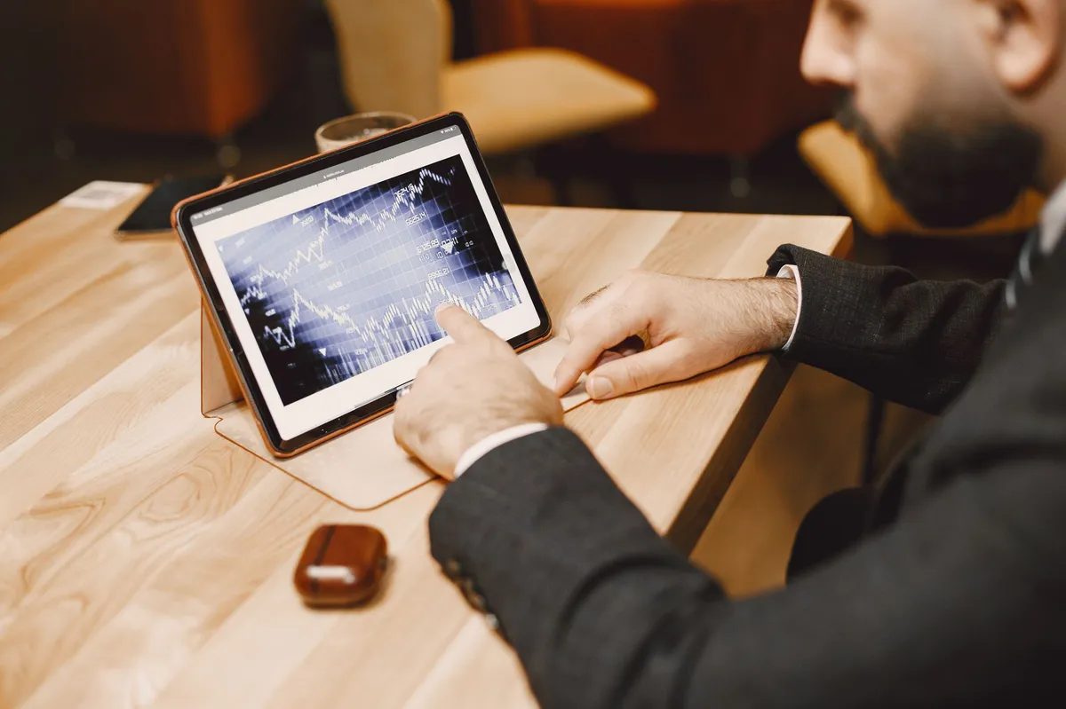 businessman analyzing stock portfolio