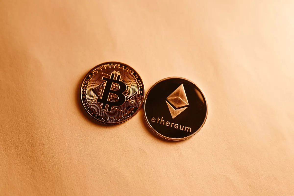 Ethereum symbol and Bitcoin symbol