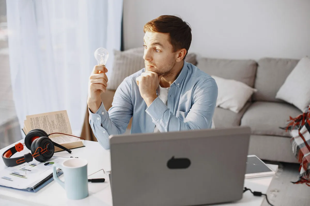 thinking person with lightbulb