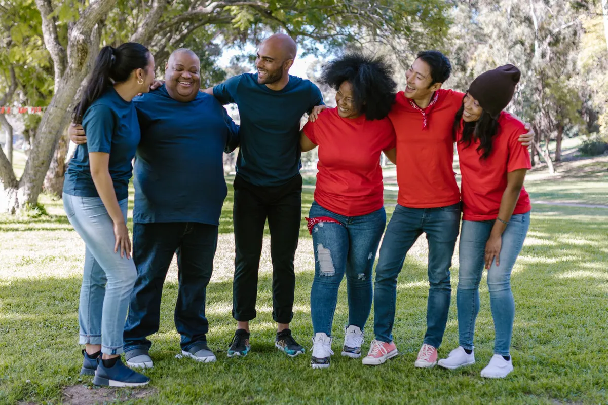 diverse group of happy people