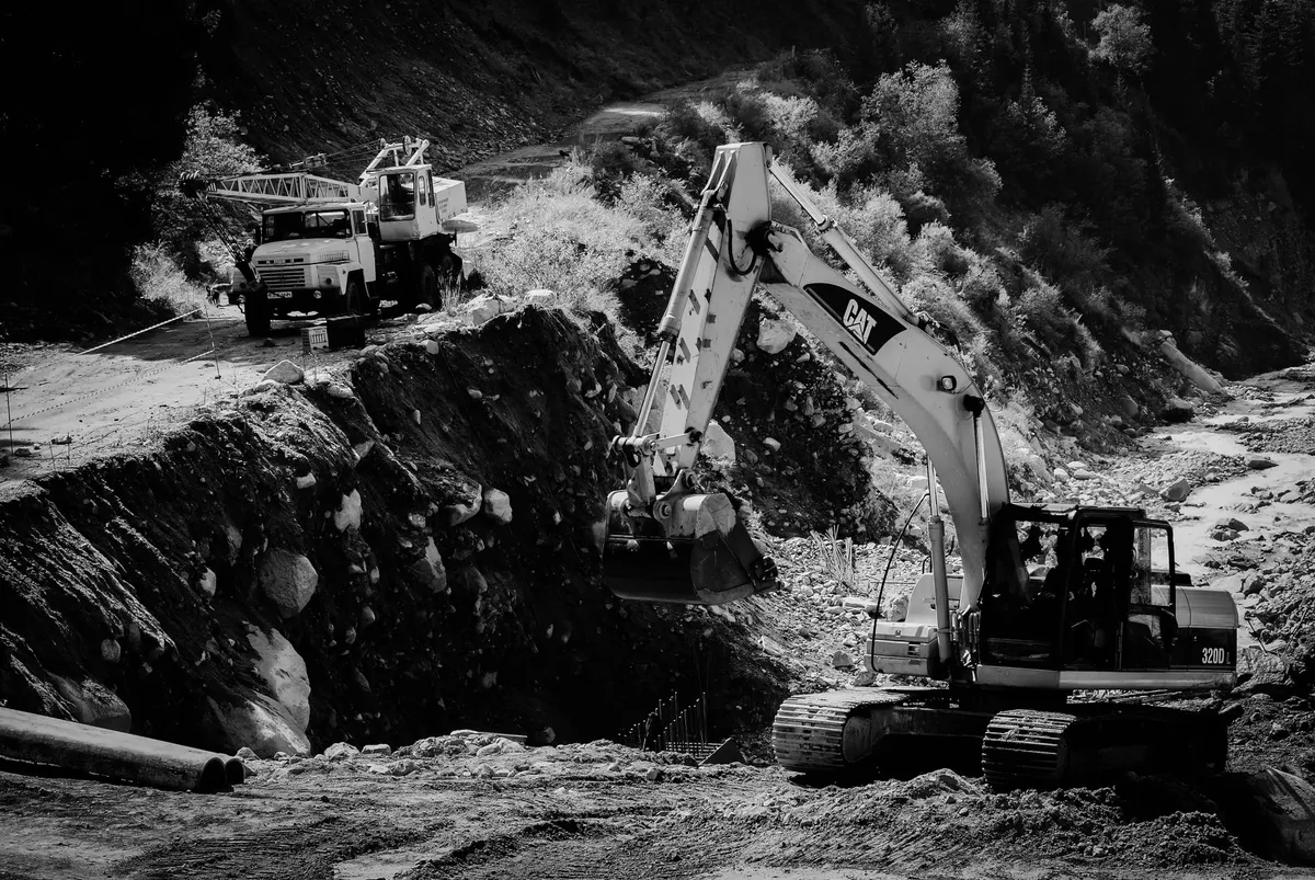 heavy machinery in operation