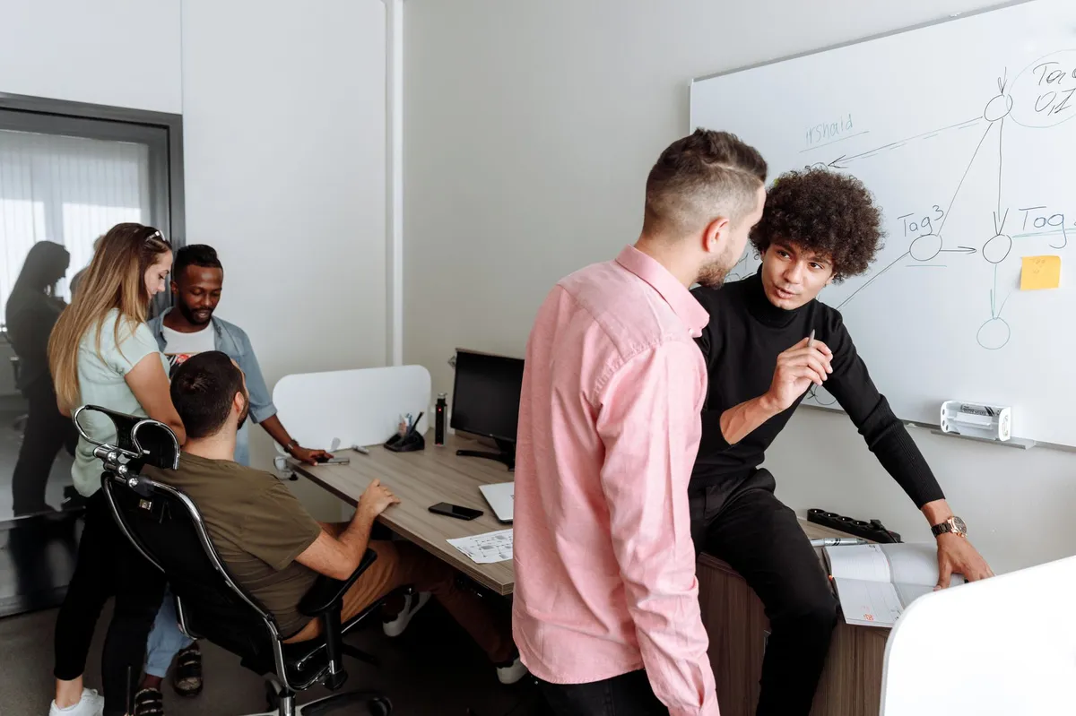 diverse team discussing AI strategy