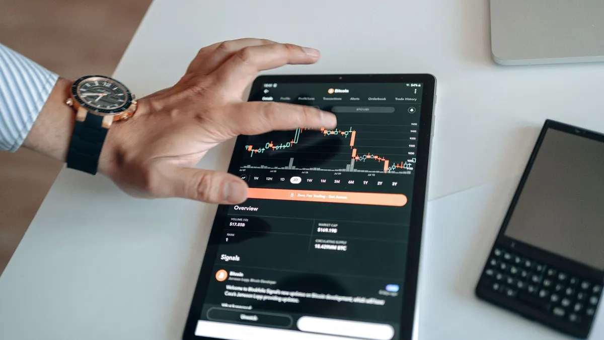 investor analysis on tablet