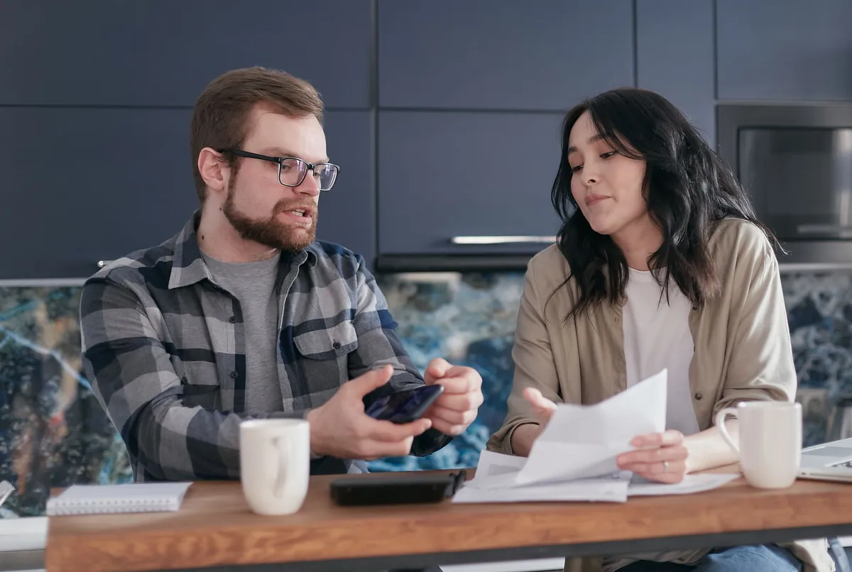 couple planning finances together