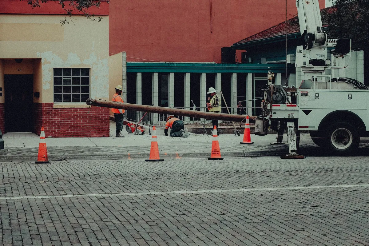 construction workers on utility project