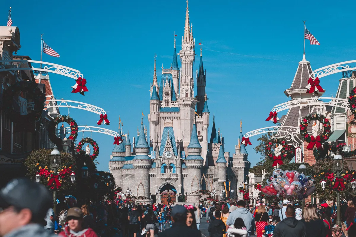 Disney theme park crowd