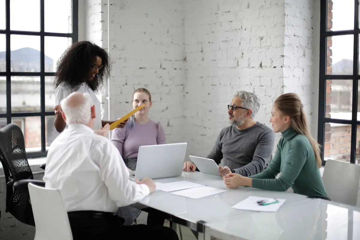 corporate meeting with AI technology
