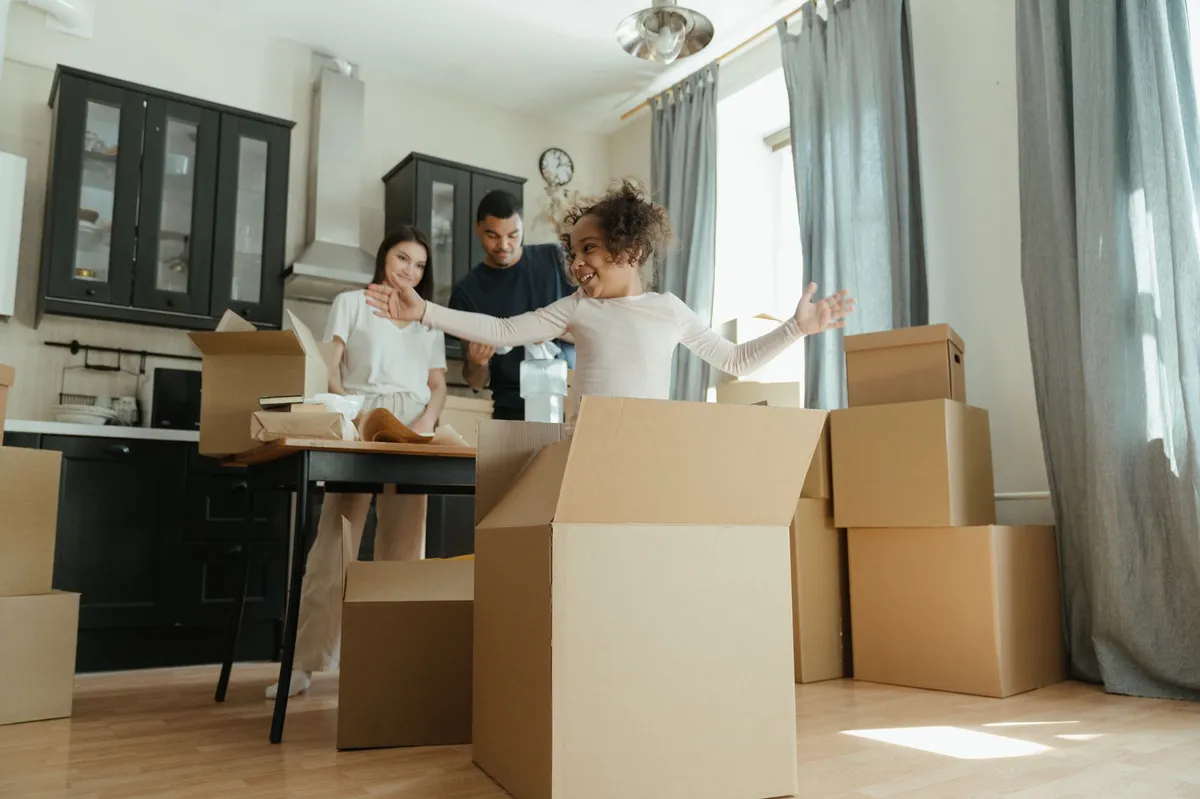 family moving boxes