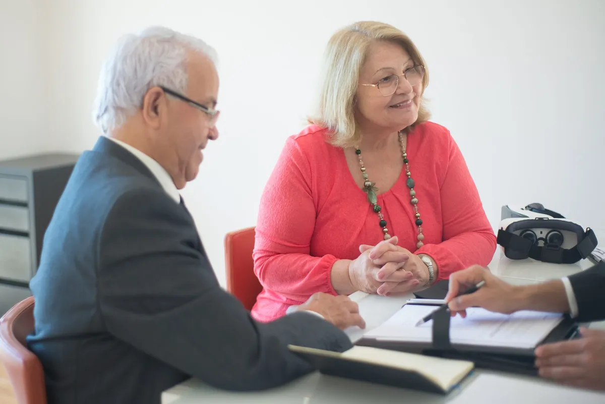 elderly couple discussing home modifications