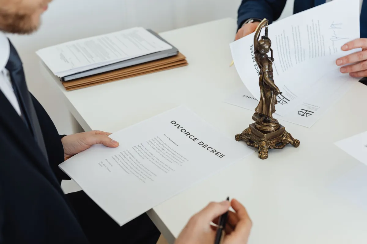 couple reviewing divorce paperwork