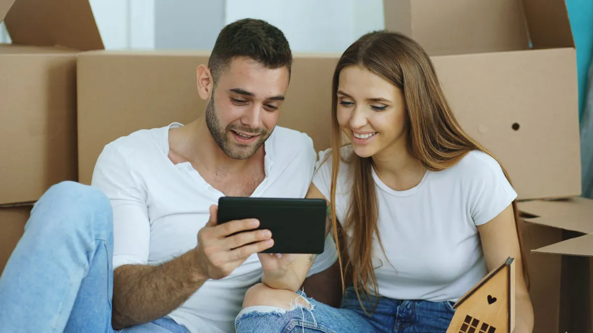 happy family in renovated living room