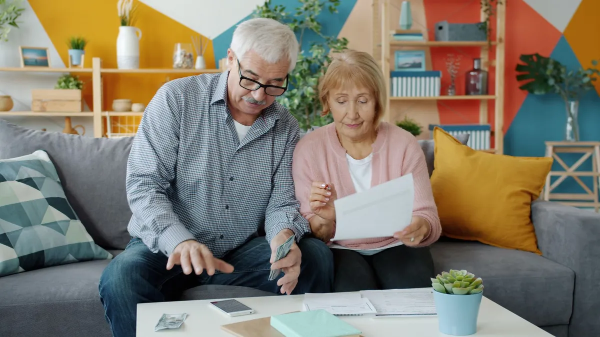 family reviewing finances