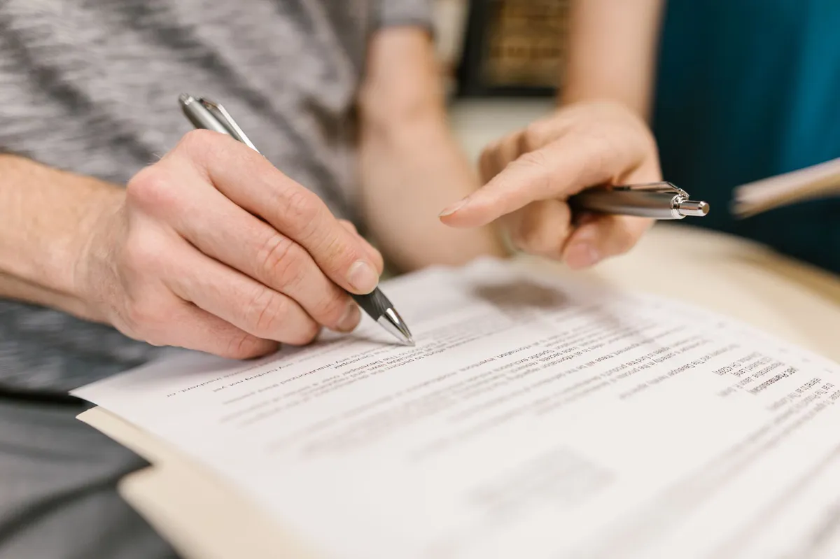 legal document closeup