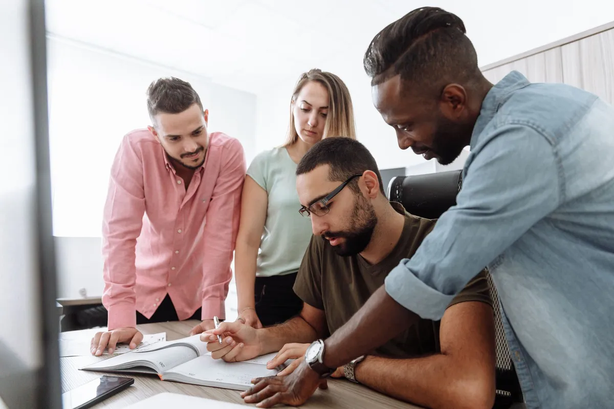 diverse team working on AI project