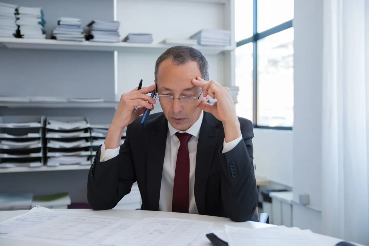 stressed lawyer in office
