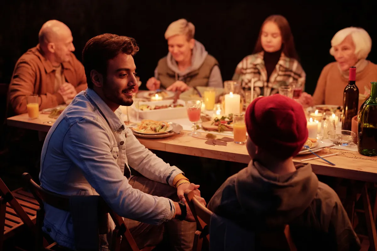 family enjoying dinner together