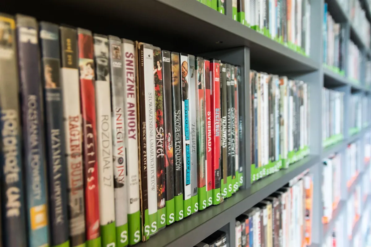 movie theater with DVDs