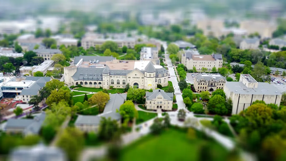 college campus aerial view