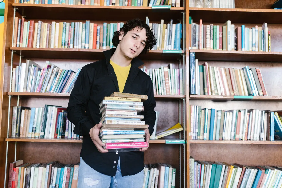 college student with books