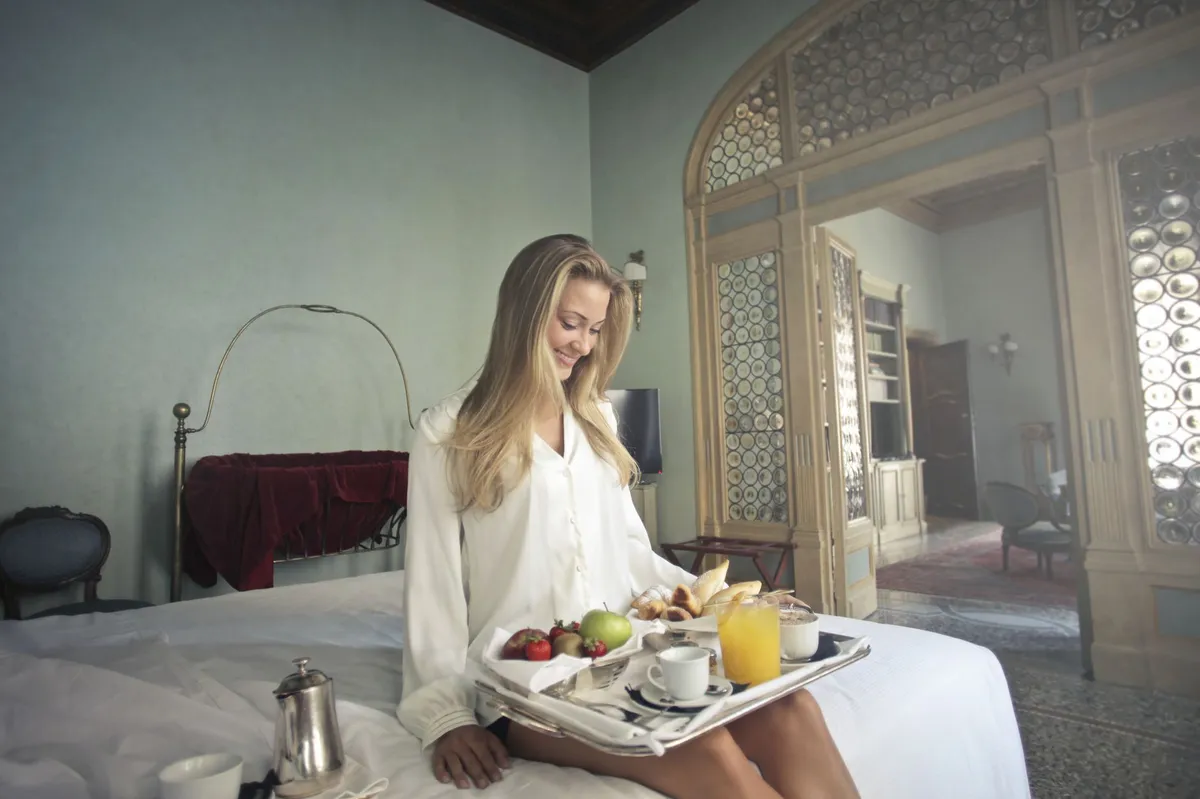 traveler enjoying a luxury hotel